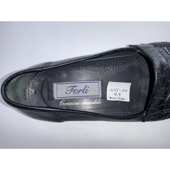 Forli Slip-on Loafers Sz 7.5 Men Black Genuine Crocodile Italy YGI G4S-20
